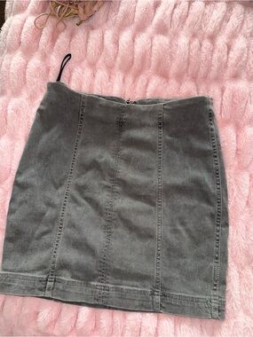 Free People Gray Denim Panel Pencil Skirt